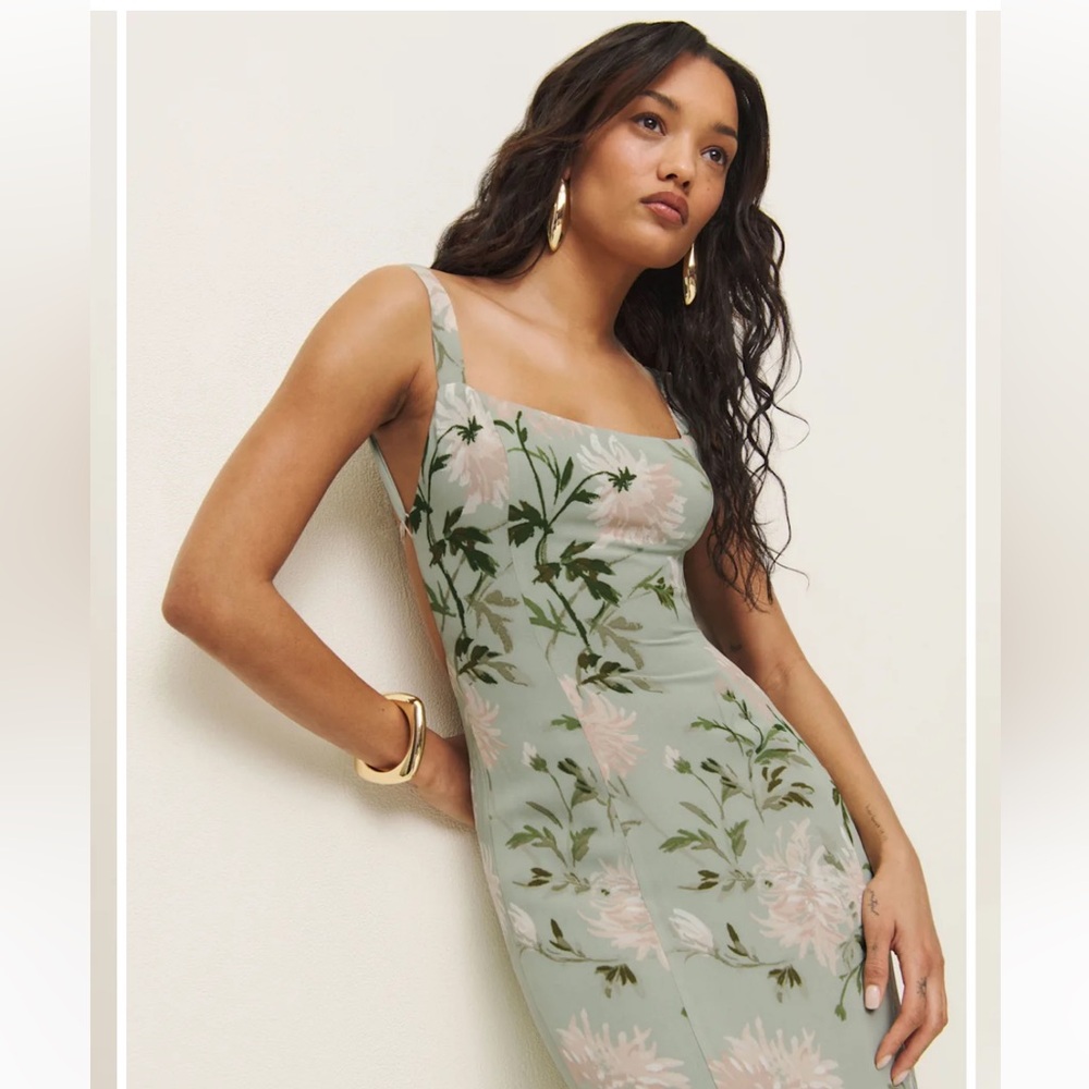 Reformation Chime Dress Green - Size 12
